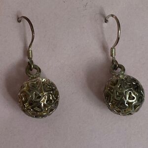 Elva Fields Heart Ball Drop Earrings 1 1/4”